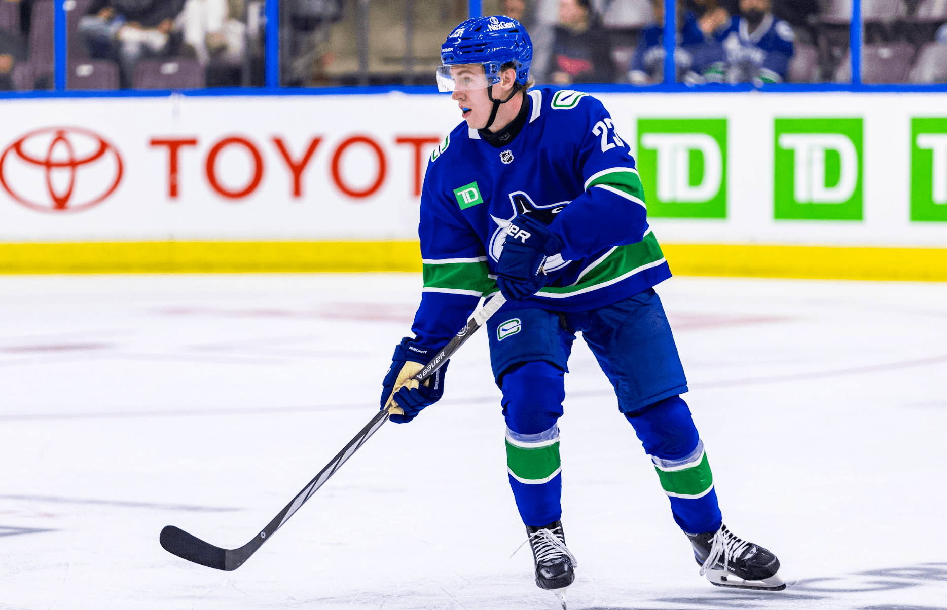 Jonathan Lekkerimäki at the 2024 Young Stars Classic Canucks vs. Oilers